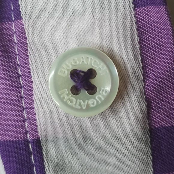 𝅺Bugatchi Uomo Mens Shirt Button Up Contrast Flip Cuff Cotton Casual Size Large - Picture 9 of 14